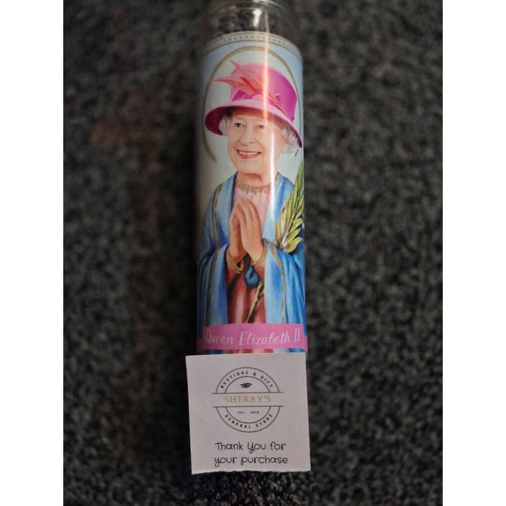 Queen Elizabeth II Prayer Candle With Pink Hat